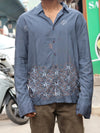 Charcoal Botanical Embroidered Long Sleeve Shirt