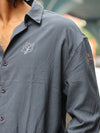 Charcoal Botanical Embroidered Long Sleeve Shirt