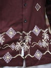 Earthy Espresso Palm Geometric Embroidered Long Sleeve Shirt