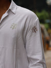 Crisp White Botanical Embroidered Long Sleeve Shirt