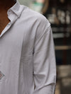 Pure White Palm Geometric Embroidered Long Sleeve Shirt