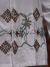 Pure White Palm Geometric Embroidered Long Sleeve Shirt