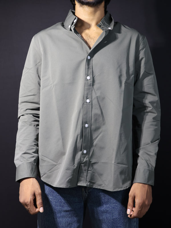 "Good Vibe" Care-Tag Graphic Shirt — Moss Green