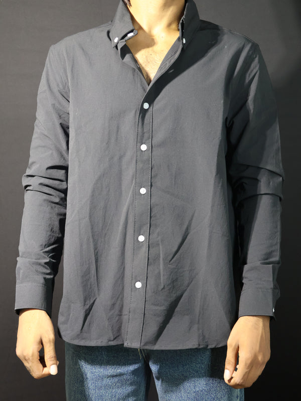 "WITH LOVE" Urban Graphic Button-Down — Charcoal Black