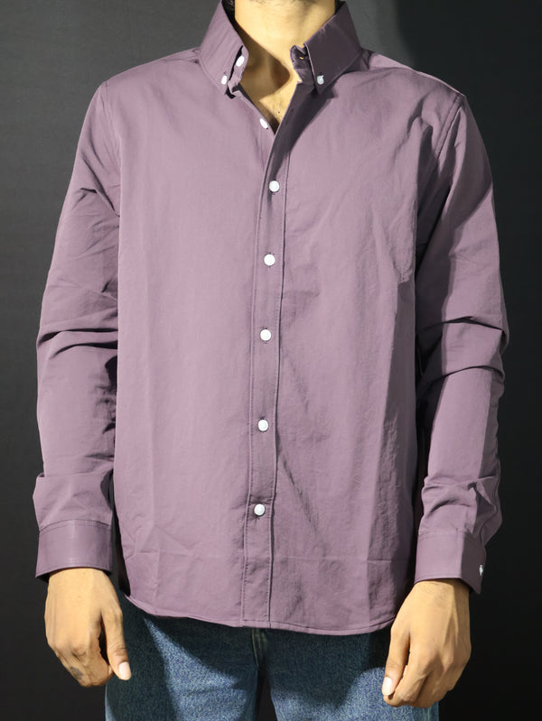 "FROM IBIZA WITH LOVE" Graphic Button-Down — Dusty Mauve