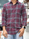 SKRIVOO Men’s Maroon Checkered Casual Shirt