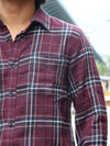 SKRIVOO Men’s Maroon Checkered Casual Shirt