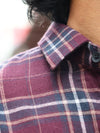 SKRIVOO Men’s Maroon Checkered Casual Shirt