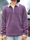 Textured Half-Zip Polo – Purple