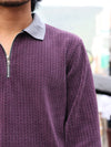 Textured Half-Zip Polo – Purple