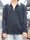 Textured Half-Zip Polo – Black