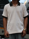 Textured Contrast Collar Polo T-Shirt
