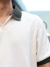 Textured Contrast Collar Polo T-Shirt