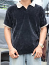 Men’s Textured Contrast-Collar Polo Shirt