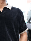 Men’s Textured Contrast-Collar Polo Shirt
