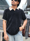 Men’s Textured Contrast-Collar Polo Shirt