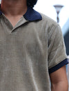 Men's Textured Contrast Collar Polo Shirt