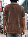 Men’s Textured Contrast Collar Polo Shirt – Brown