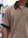 Men’s Textured Contrast Collar Polo Shirt