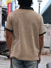 Men’s Textured Contrast Collar Polo Shirt