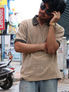 Men’s Textured Contrast Collar Polo Shirt