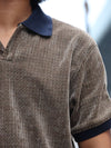 SKRIVOO Men’s Textured Contrast Collar Polo T-Shirt