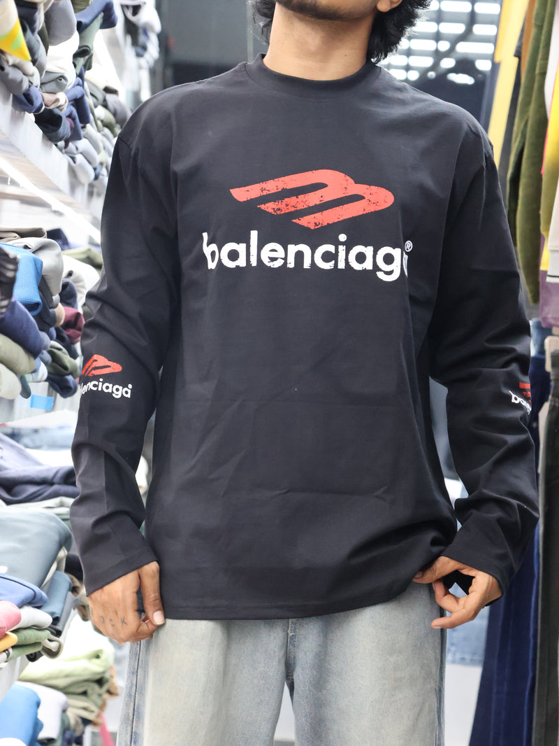 Black Oversized Graphic Long-Sleeve T-Shirt