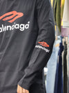 Black Oversized Graphic Long-Sleeve T-Shirt