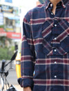 Men’s Premium Checked Shirt – Navy & Maroon