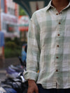 Men’s Premium Cotton-Linen Check Shirt