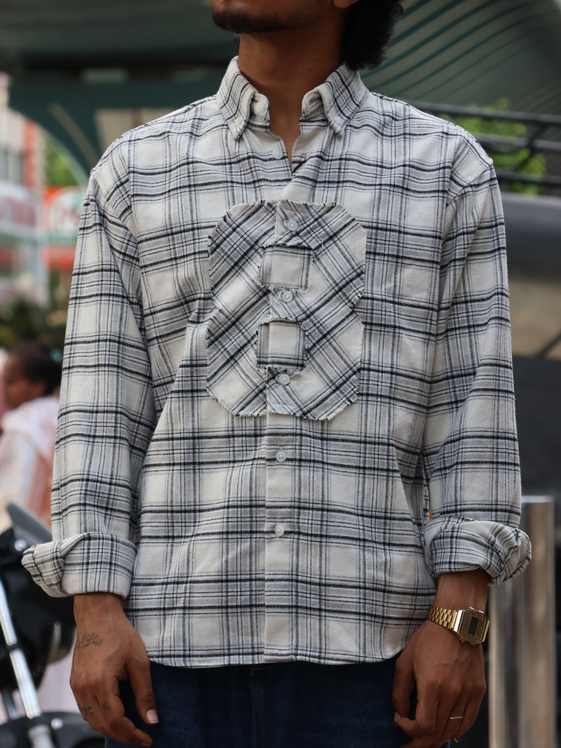 Men’s White & Black Premium Check Shirt