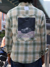 Men’s Green & White Check Graphic Shirt