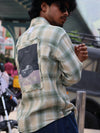 Men’s Green & White Check Graphic Shirt
