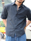 Men’s Solid Black Half-Sleeve Casual Shirt