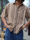 Men’s Beige Multi-Stripe Half-Sleeve Casual Shirt