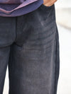 Black Washed Wide-Leg Casual Pants