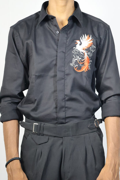 Sage Green Chambray Shirt with Pearl Buttons