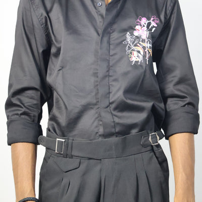 Rust Orange Linen Shirt with Side Slits