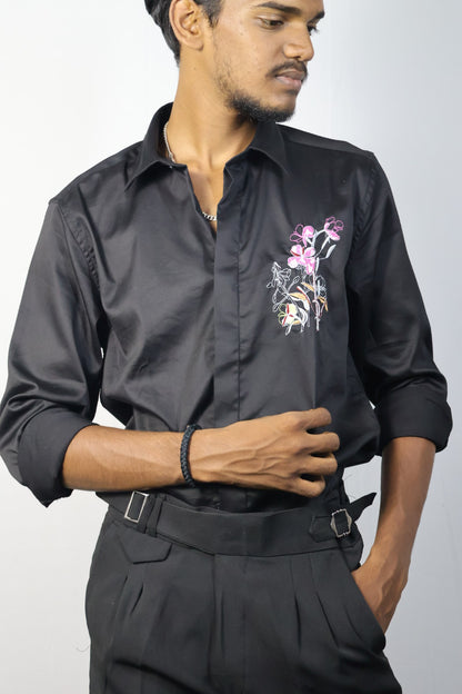 Rust Orange Linen Shirt with Side Slits