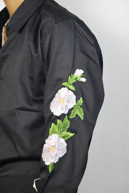 Midnight Blue Denim Shirt with Raw Hem