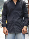 Men’s Solid Dark Grey Casual Shirt