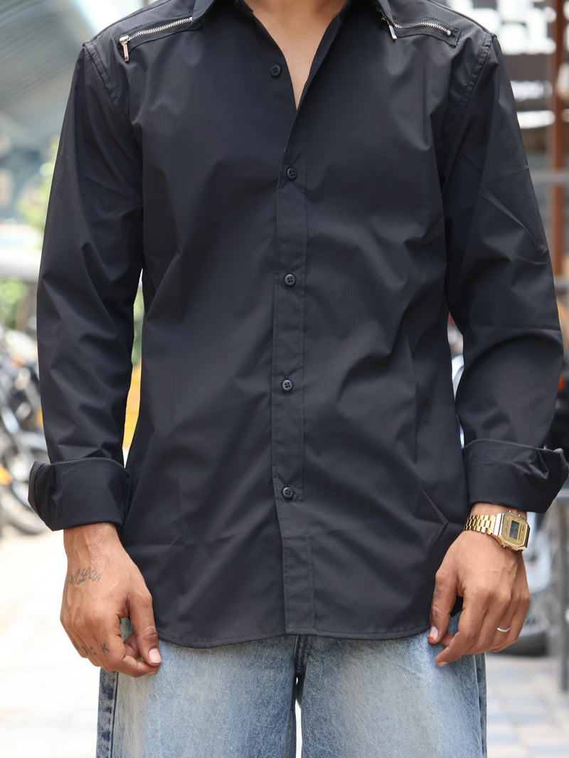 Men’s Solid Dark Grey Casual Shirt