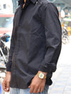 Men’s Solid Dark Grey Casual Shirt