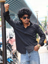 Men’s Solid Dark Grey Casual Shirt