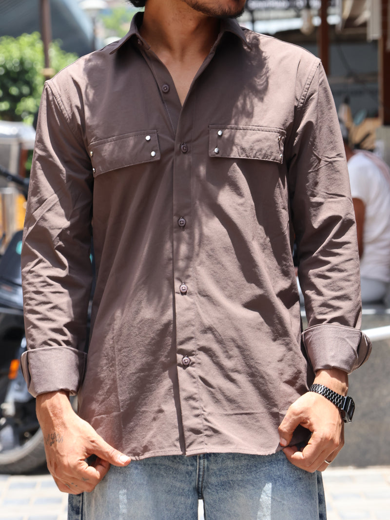 Men’s Full-Sleeve Utility Shirt – Brown