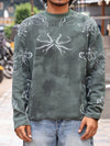 Men’s Olive Green Floral Graphic Full-Sleeve Sweater