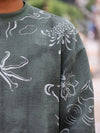 Men’s Olive Green Floral Graphic Full-Sleeve Sweater
