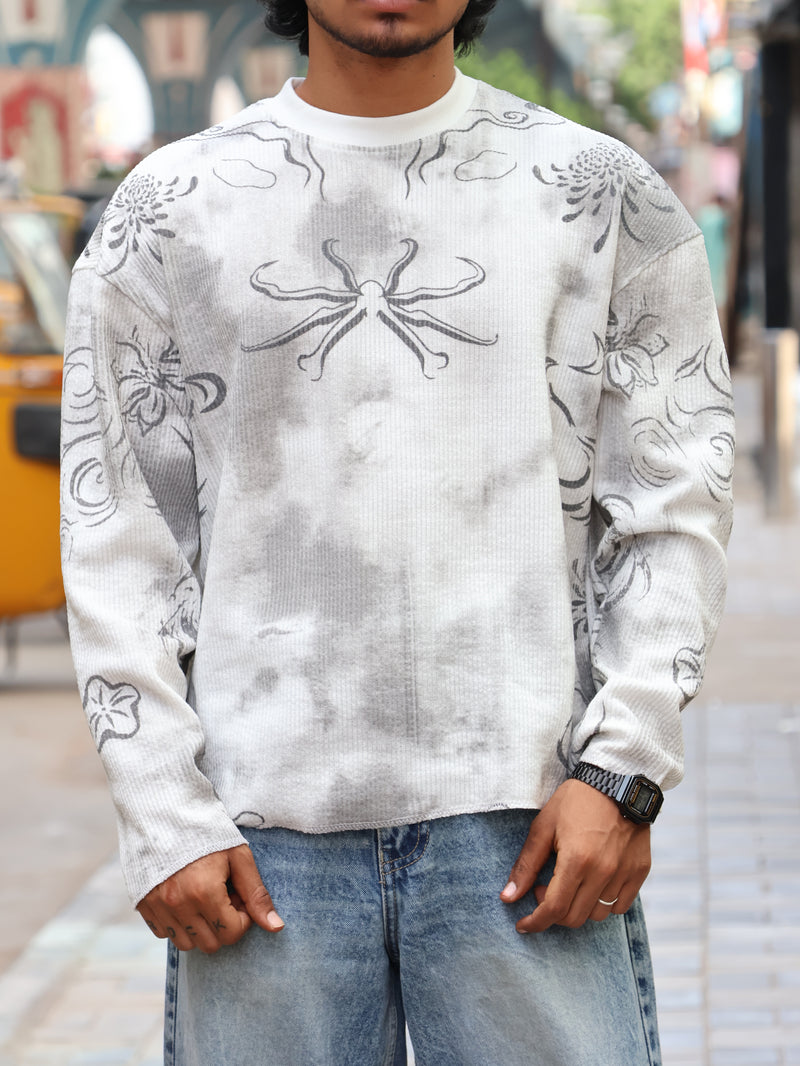 Men’s Off-White Graphic Printed Full-Sleeve Sweater