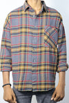 Multicolor Plaid Shirt with Peacock Embroidery