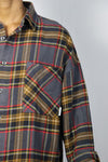 Multicolor Plaid Shirt with Peacock Embroidery